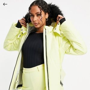 ✨NEW✨ ASOS 4505 Lemon Ski Belted Jacket with Faux Fur Hood
